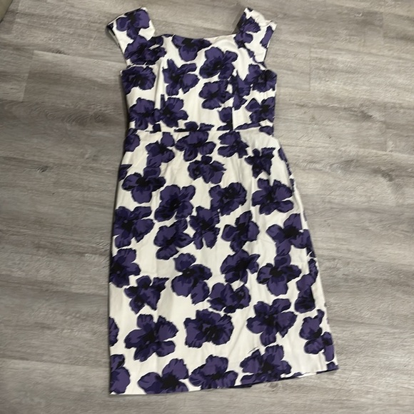 Milly Size 6 Cattrina Dress Purple Hydrangea Floral Print Sateen Sheath - Picture 3 of 11